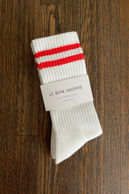 Boyfriend Socks  Extended - Clean White