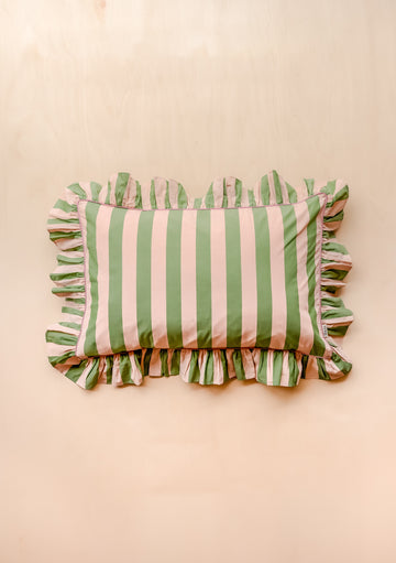 Cotton Pillowcase Pair - Green Stripe