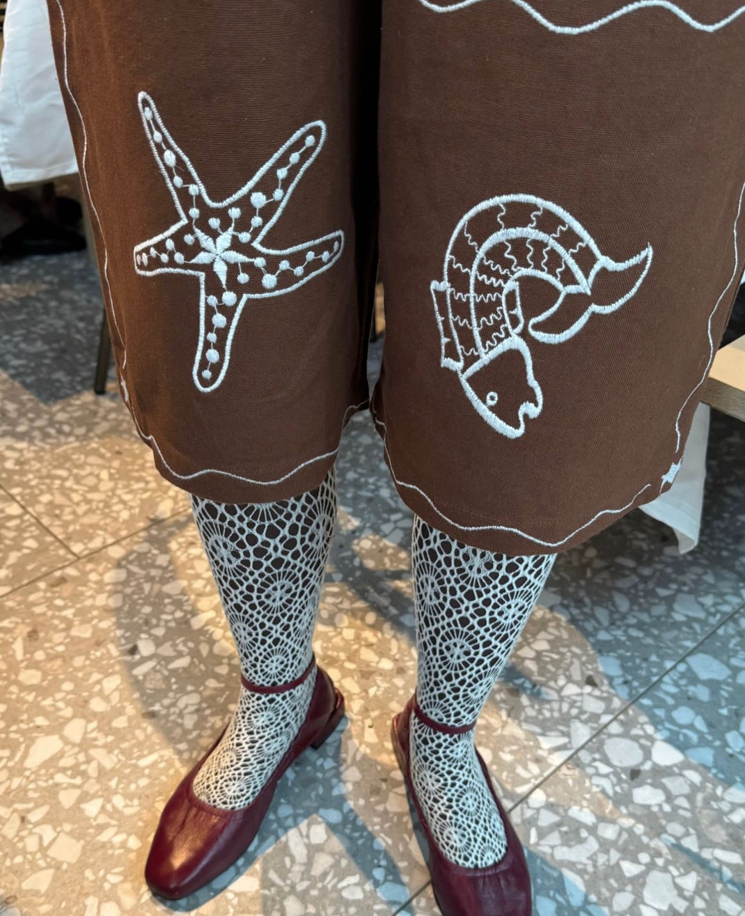 Embroidered Shell Shorts