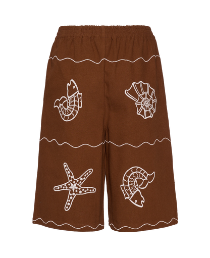 Embroidered Shell Shorts