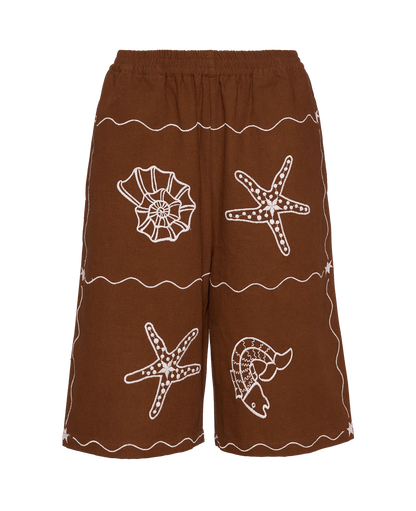 Embroidered Shell Shorts