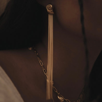 Inanna Spiral Drape Earring Gold - Single Earring