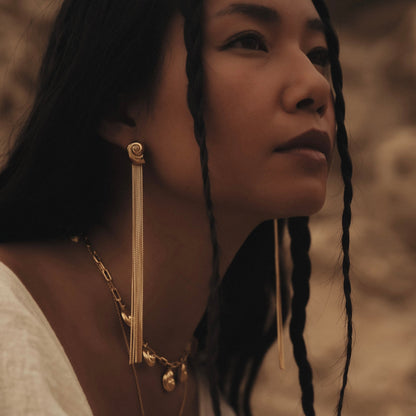 Inanna Spiral Drape Earring Gold - Single Earring