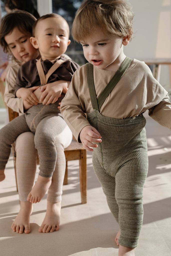 Silly Silas Footless Cotton Tights - Creamy Olive