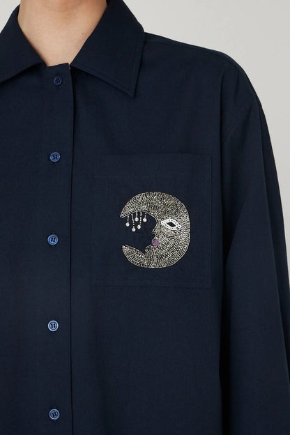 Embellished Moon Shirt - Navy