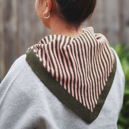 Lambswool Triangle Scarf - Pink /Green Stripe