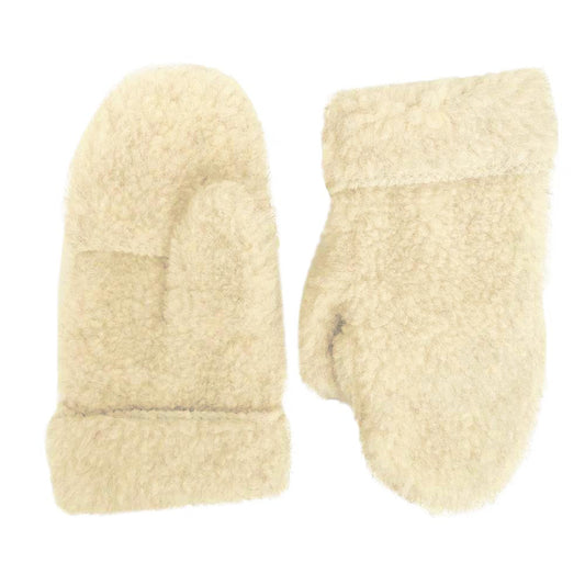 Hooded Wool Mittens Natural