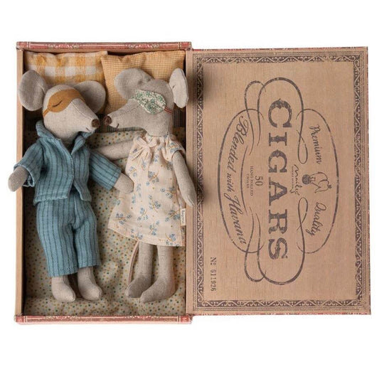 Mum and Dad Mouse in a Cigar Box