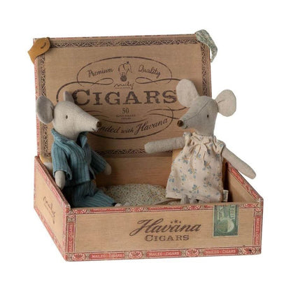 Mum and Dad Mouse in a Cigar Box
