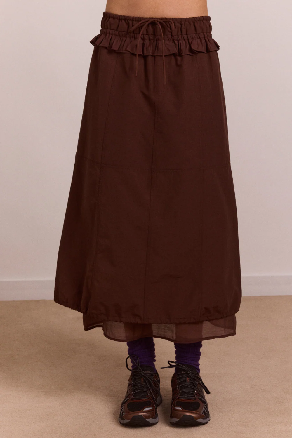 Amber Panel Midi Skirt - Chocolate