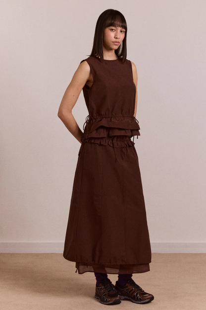 Amber Panel Midi Skirt - Chocolate