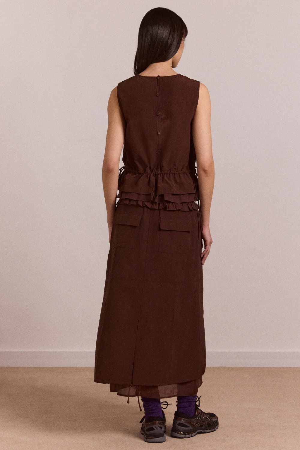 Amber Panel Midi Skirt - Chocolate