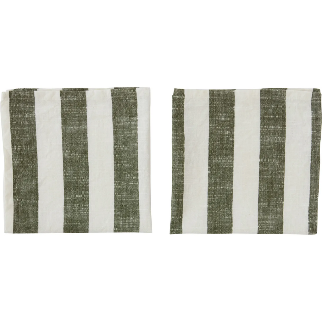 Oyoy Striped Napkin Pack Of 2 - Olive