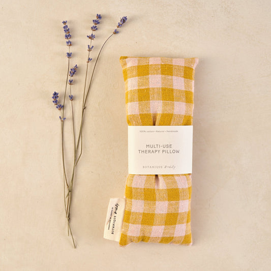 Small Lavender Therapy Pillow - Mustard & Pink Gingham