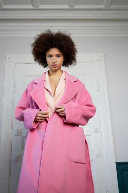 Wool Mix Coat - Pink