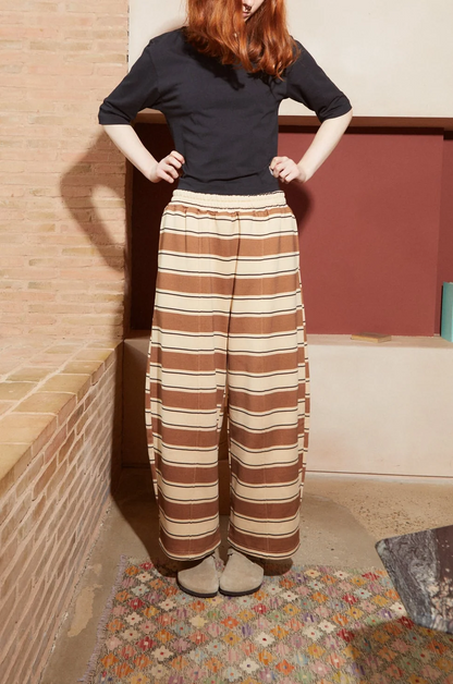 Gerald Trousers Choc + Ruby Stripe
