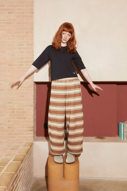 Gerald Trousers Choc + Ruby Stripe