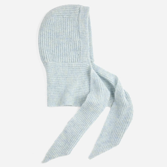 Knitted Hooded Scarf- Light Blue