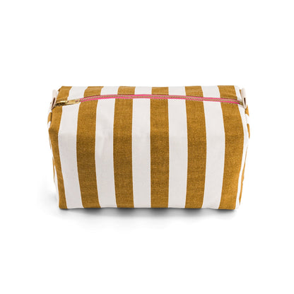 Vic Pouch Canvas Stripes Ecru Caramel