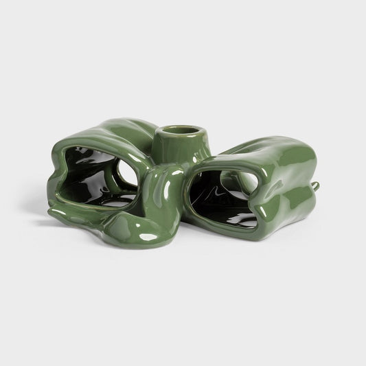 Candle Holder Ribbon Green