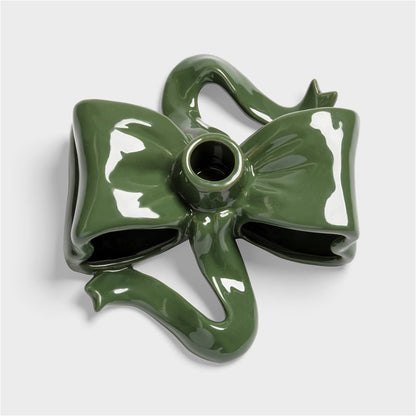 Candle Holder Ribbon Green