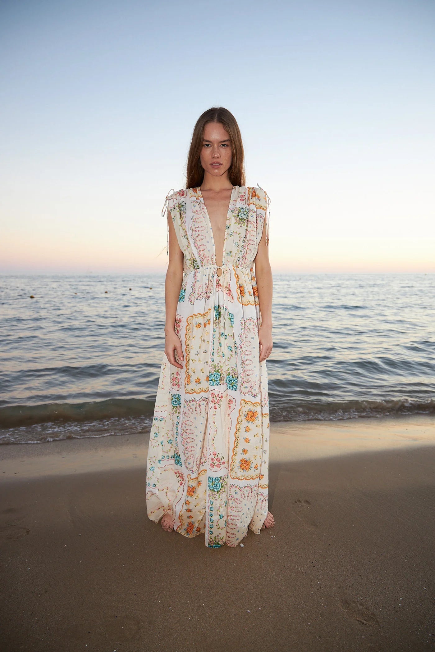 Cotton Tissue Printed Maxi Dress - Handkerchief Print