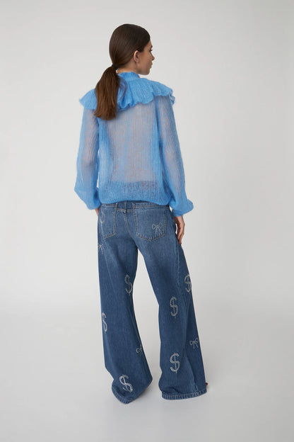 Delicate Knitted Sweater: Clear Blue