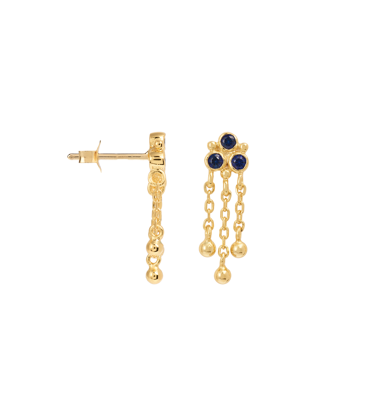Single Marble Stud - Gold Plated