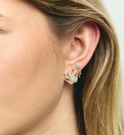Single Marble Stud - Gold Plated