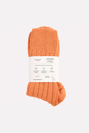 Alpaca Unisex Socks: Tangerine 4-8