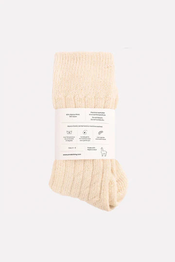 Alpaca Unisex Socks: Cream 8-11