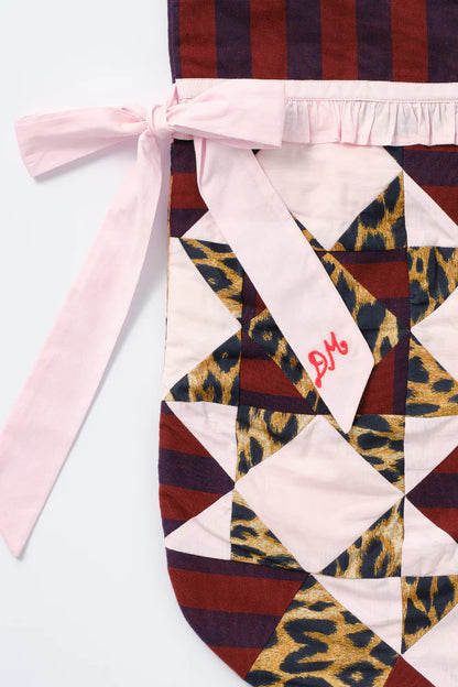 Patchwork Bow Christmas Stocking - Pink, Leopard & Stripe