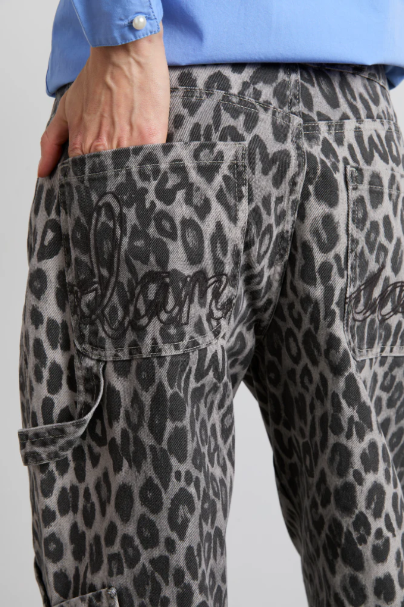 Drew Leopard Cargo -  Charcoal