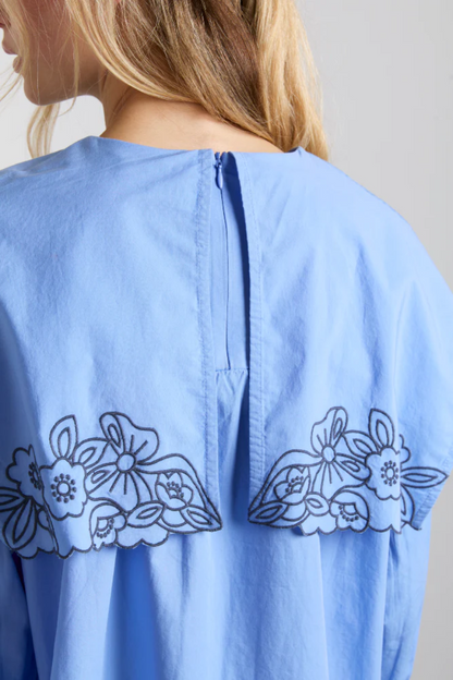 Candy Embroidered Collar Blouse - Blue