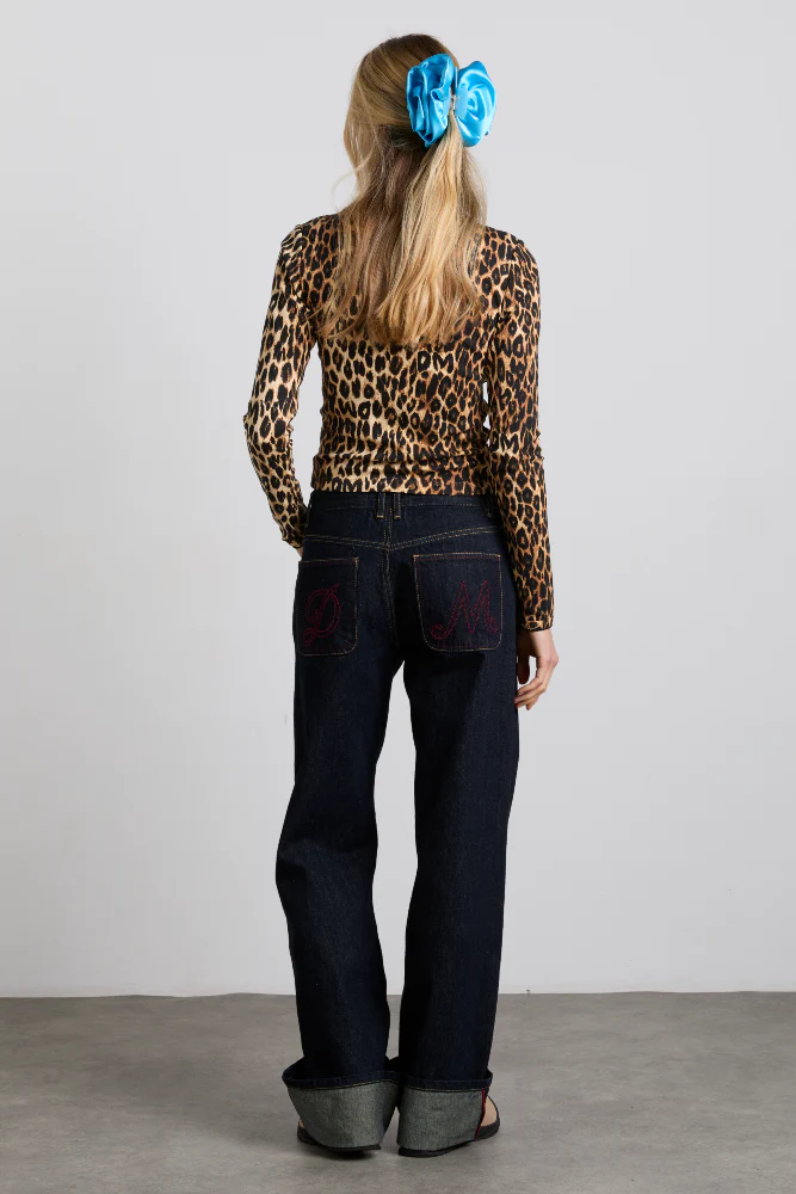 Lua Pointelle Long Sleeved Top - Leopard