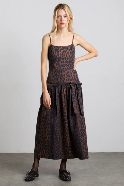 Persephone Midi Dress - Dark Leopard