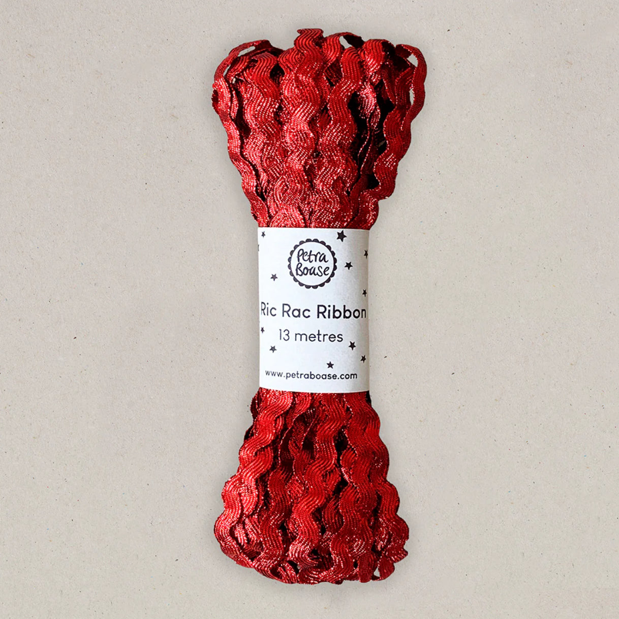 Cherry Red Metallic Ric Rac Ribbon