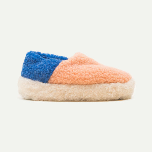 Wool Slippers Siberian - Colourblock Salmon