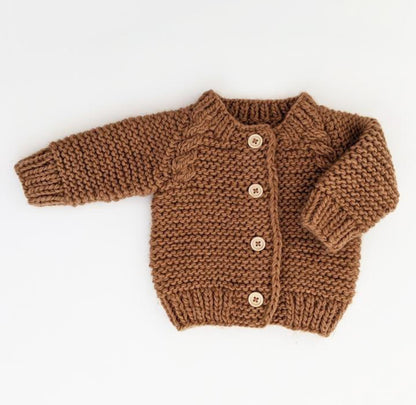 Garter Stitch Cardigan - Peacan