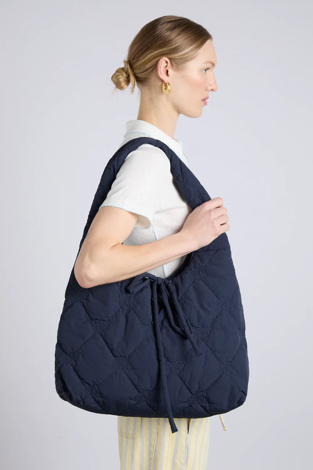 Roisin Quilted Hobo Bag Navy