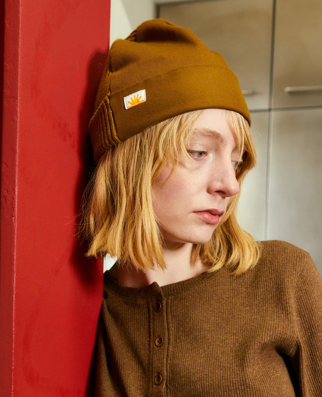 Drill Front Beanie: Tobacco