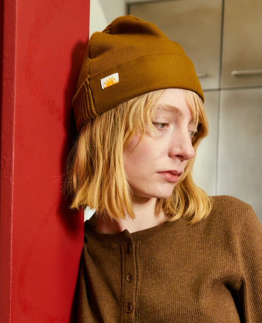 Drill Front Beanie: Tobacco