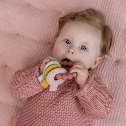 Silicone Teething Keychain Pink