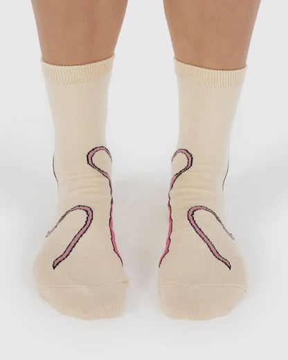 Crew Socks - Bow Pink