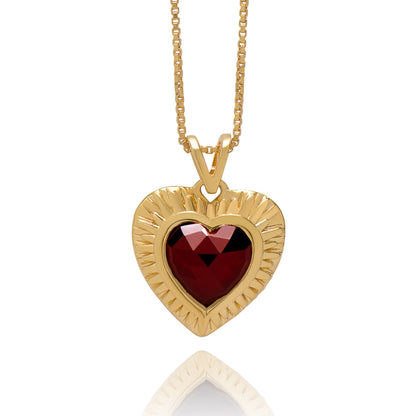 Electric Love Garnet Heart Necklace