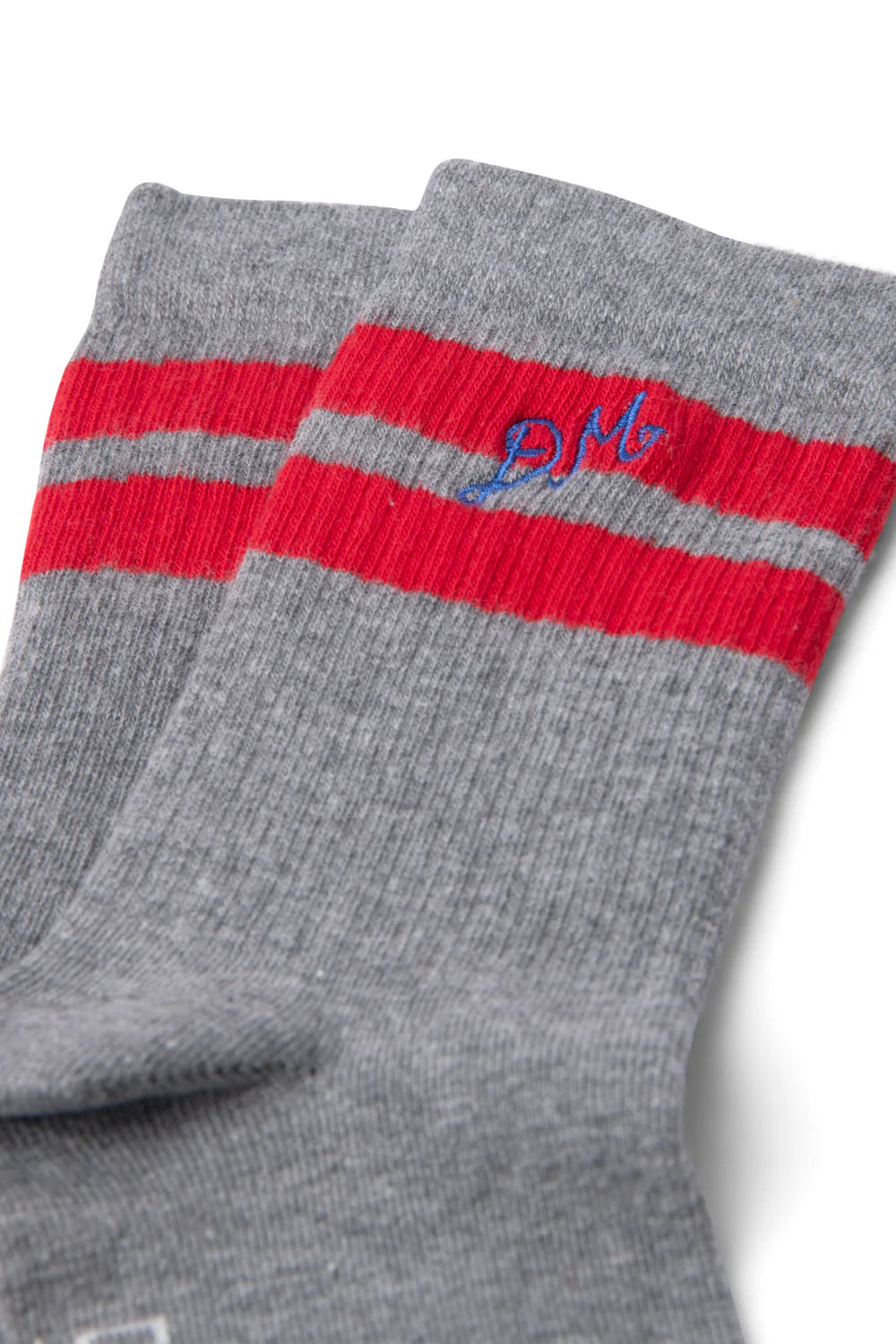 Sporty Calf Socks - Grey Marl With Red Stripe