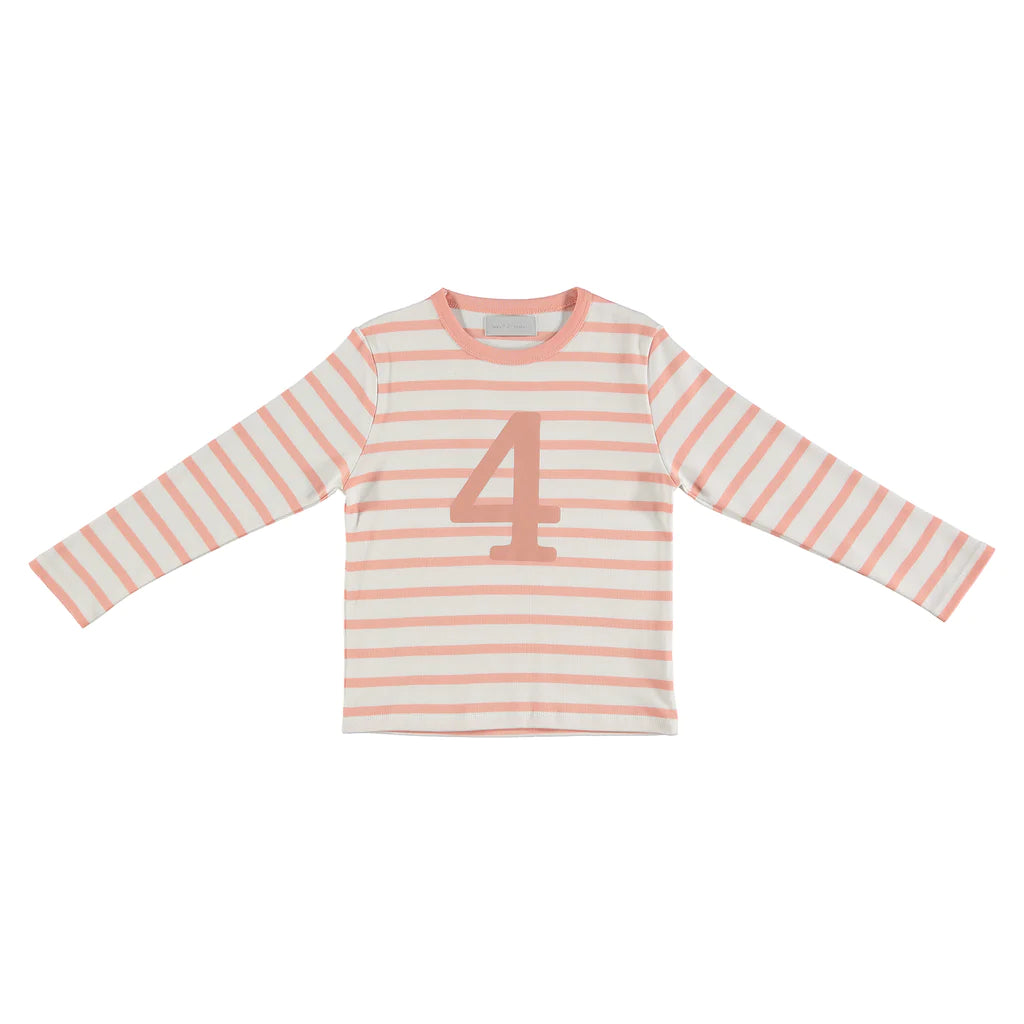 Bob & Blossom Shrimp & White Stripe Number T-shirt