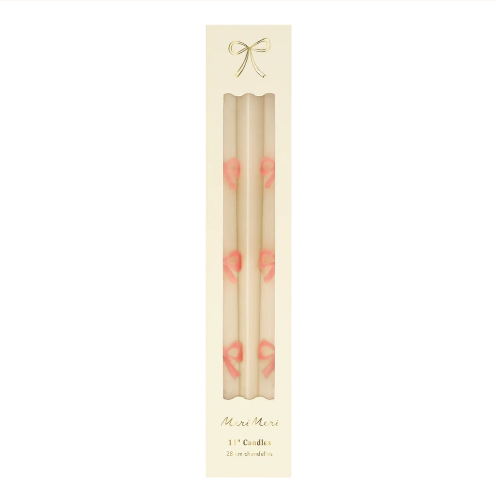 Pink Bow Tapered Candles