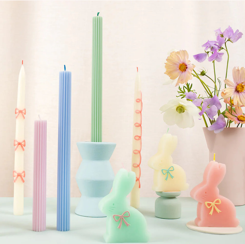 Multi Colour Bow Tapered Candles