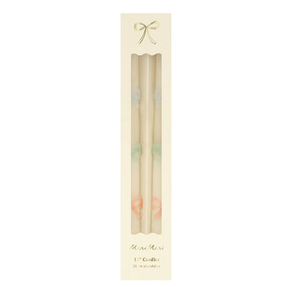 Multi Colour Bow Tapered Candles